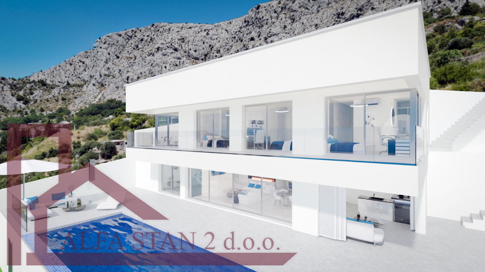 OMI&Scaron; &ndash; GRA&Dstrok;EVINSKO ZEMLJI&Scaron;TE S PRAVOMO&Cacute;NOM GRA&Dstrok;EVINSKOM DOZVOLOM ZA LUKSUZNU VILU S BAZENOM I PANORAMSKIM POGLEDOM NA MORE