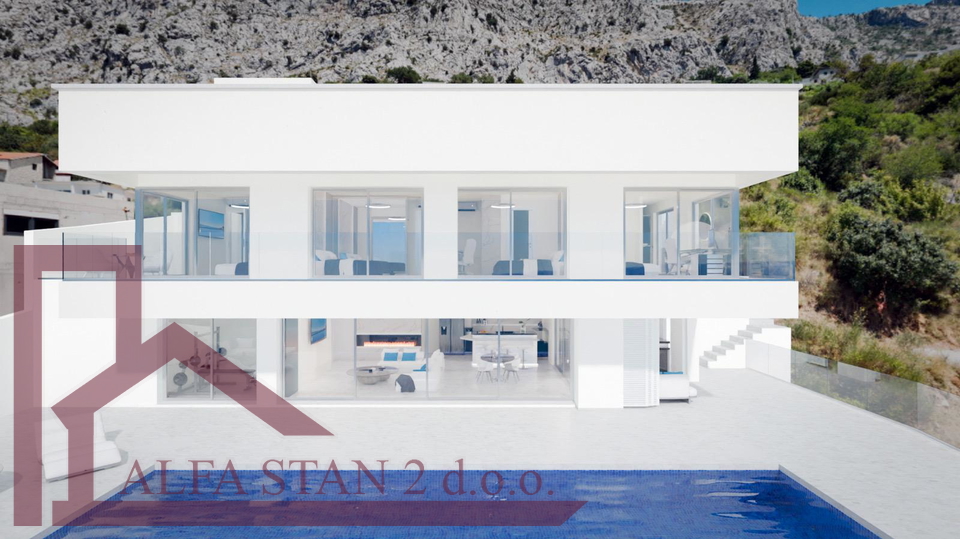 OMI&Scaron; &ndash; GRA&Dstrok;EVINSKO ZEMLJI&Scaron;TE S PRAVOMO&Cacute;NOM GRA&Dstrok;EVINSKOM DOZVOLOM ZA LUKSUZNU VILU S BAZENOM I PANORAMSKIM POGLEDOM NA MORE