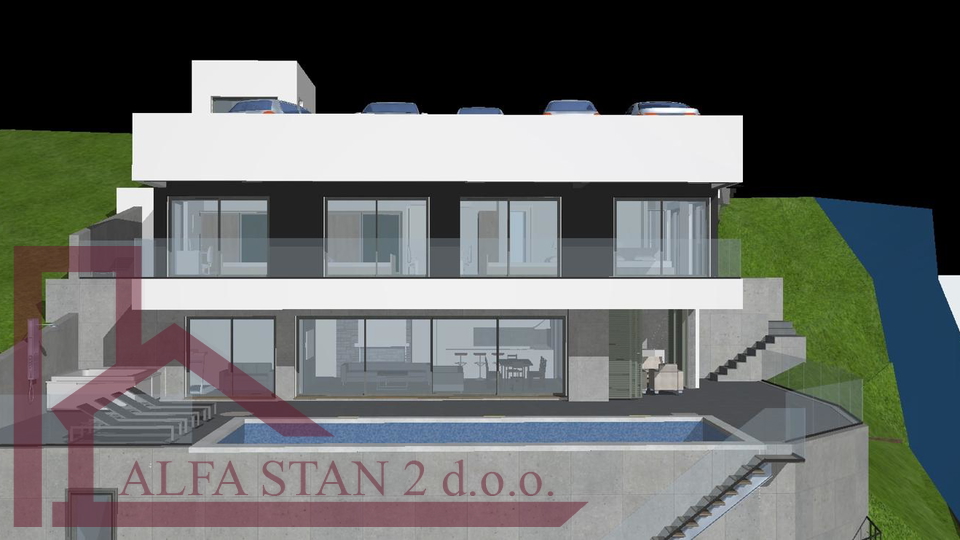 OMI&Scaron; &ndash; GRA&Dstrok;EVINSKO ZEMLJI&Scaron;TE S PRAVOMO&Cacute;NOM GRA&Dstrok;EVINSKOM DOZVOLOM ZA LUKSUZNU VILU S BAZENOM I PANORAMSKIM POGLEDOM NA MORE