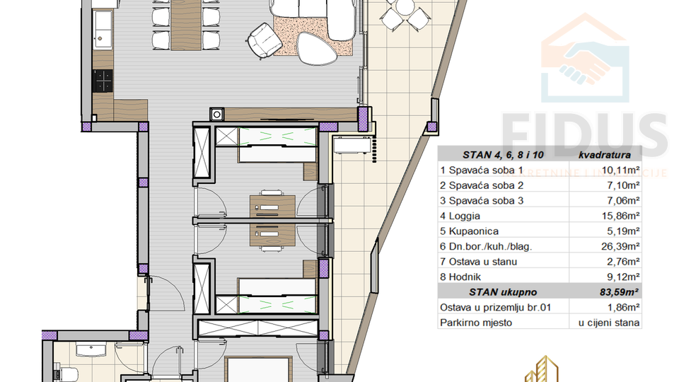 Wohnung, 83 m2, Verkauf, Osijek - Bosutsko naselje