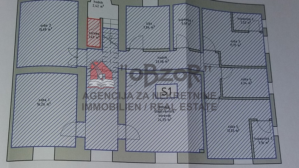 MASLENICA - m&ouml;blierte sechszimmerwohnung 130m&sup2; - 1&period; REIHE ZUM MEER