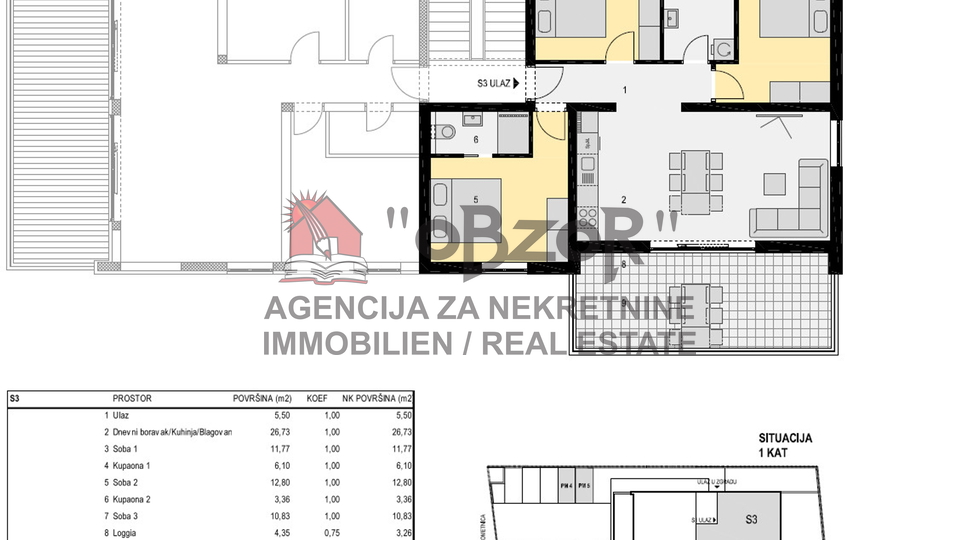 NOVALJA-trosoban apartman 95,21m2-NOVOGRADNJA