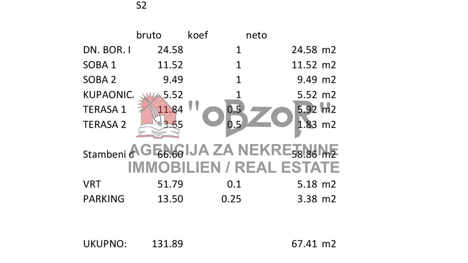 POVLJANA- Dvosoban apartman s vrtom &lpar;S2&rpar; 67&comma;41m2 - NOVOGRADNJA