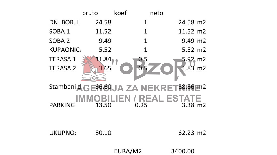 POVLJANA- Dvosoban apartman &lpar;S4&rpar; 62&comma;23m2 - NOVOGRADNJA