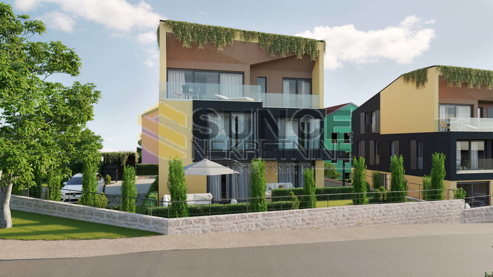 The island of KRK, the city of Krk, a new modern two-story apartment with a garden!