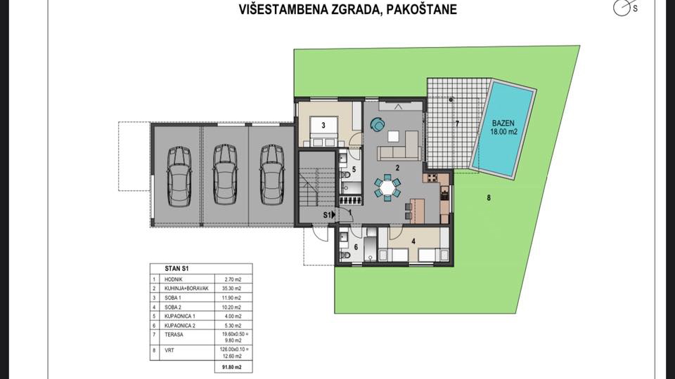 Wohnung, 91 m2, Verkauf, Pakoštane
