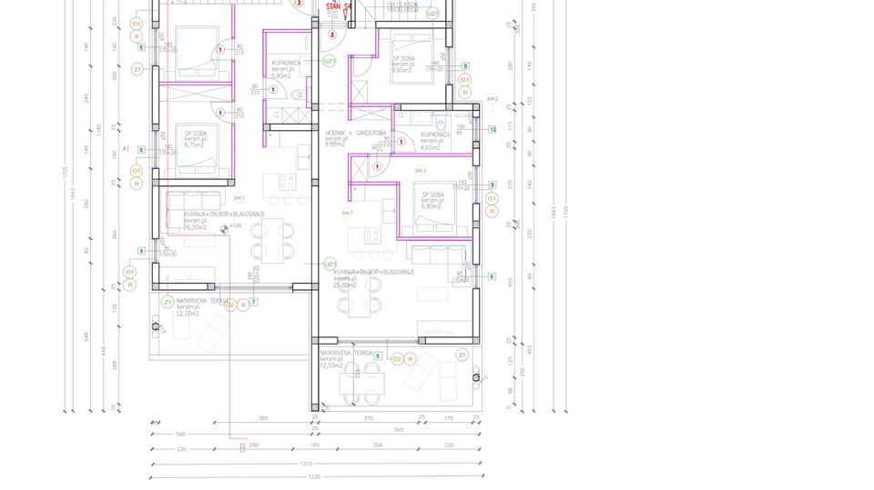 Vodice  atraktivan stan sa krovnom terasom&comma; 3 spava&cacute;e sobe&comma; podno grijanje&comma; pogled
