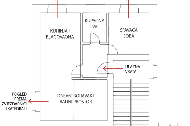 Gornji grad, 49,51m2, 2,5sobe, 2.kat, spremište