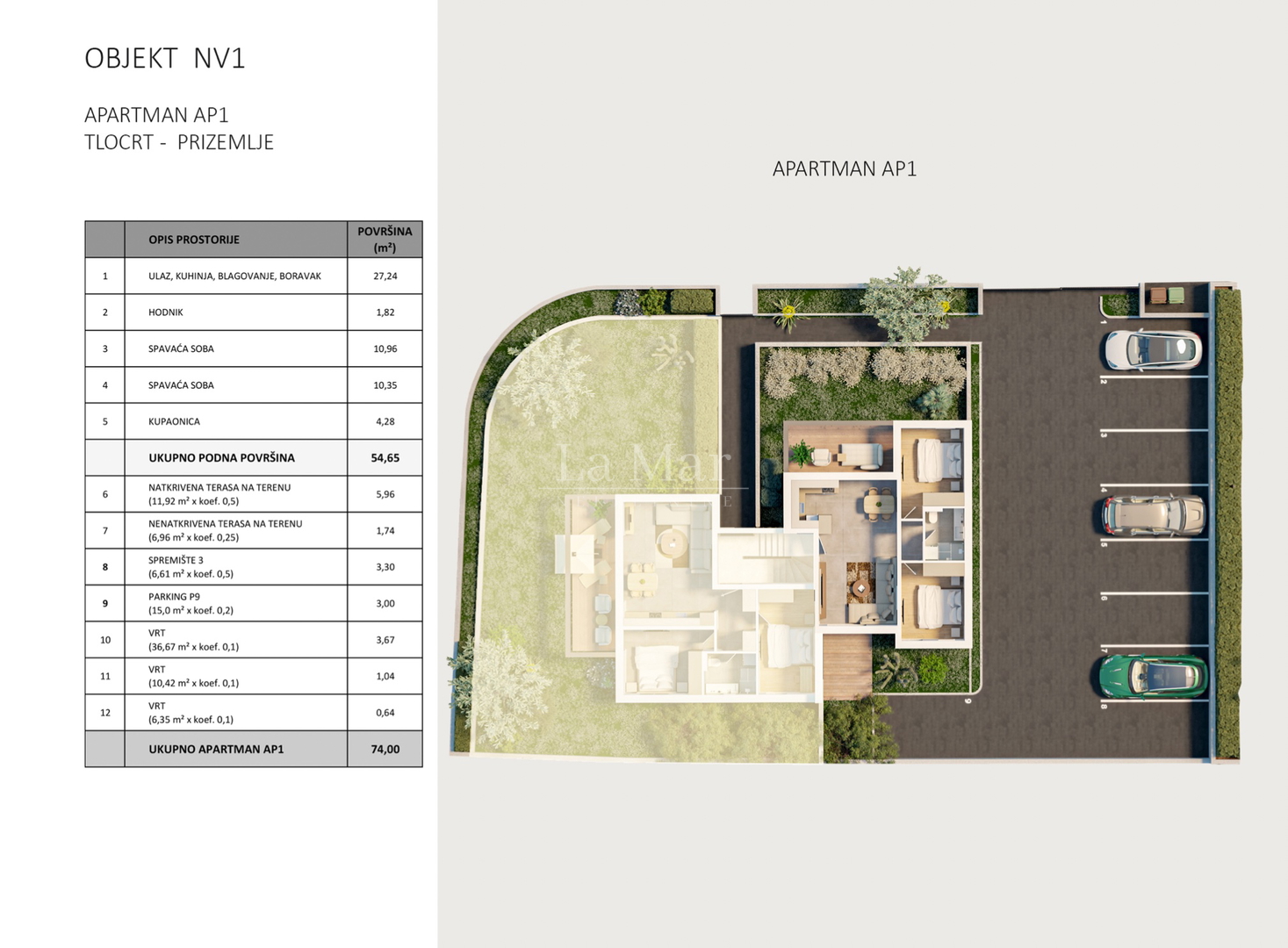 Luksuzni stanovi u centru Novalje - NOVOGRADNJA - Novi projekt - AP 1 -prizemlje (74 m2)