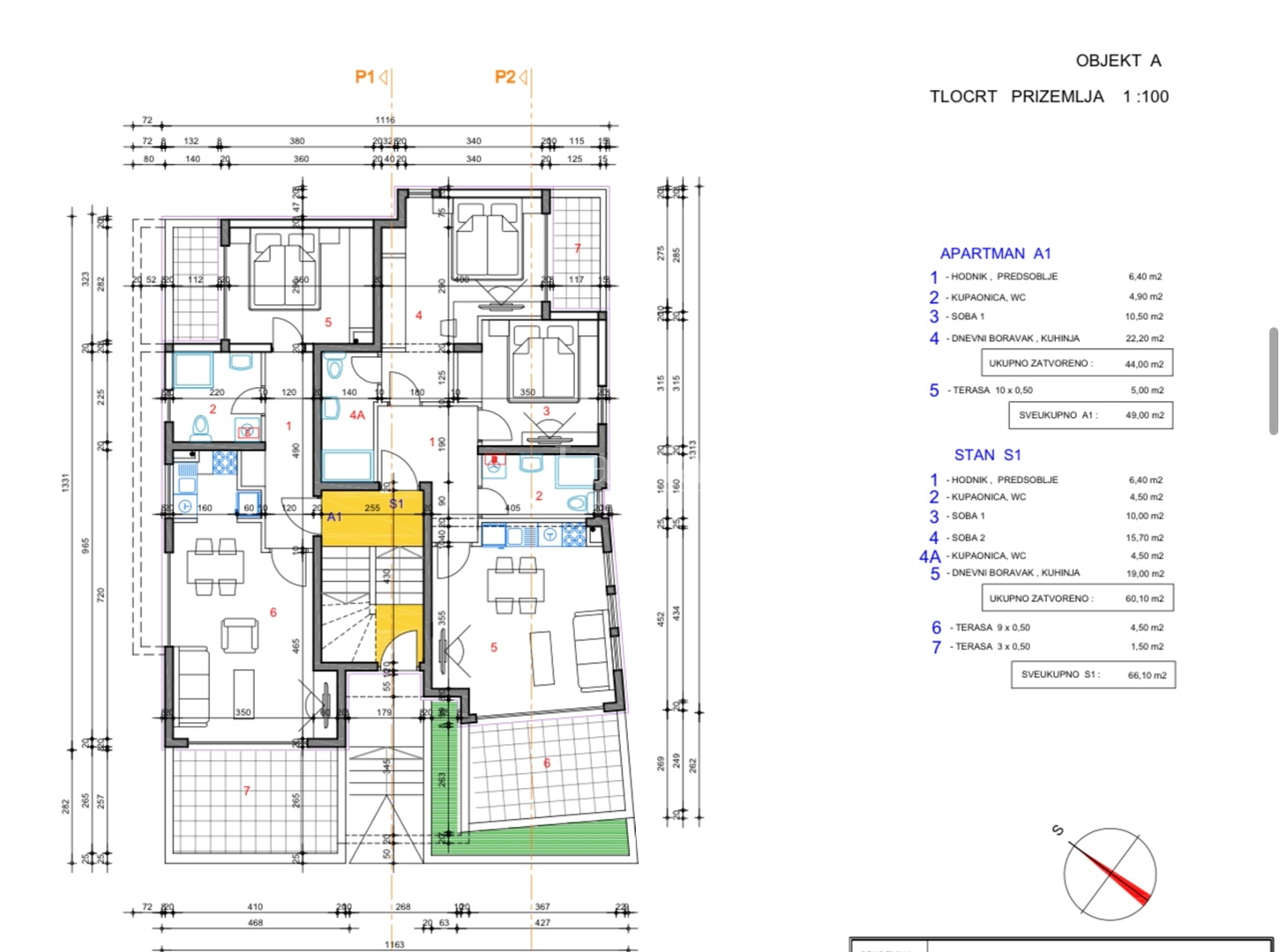 Novalja- namještena NOVOGRADNJA s pogledom na more - S1 - prizemlje  81,6 m2- 290.000€