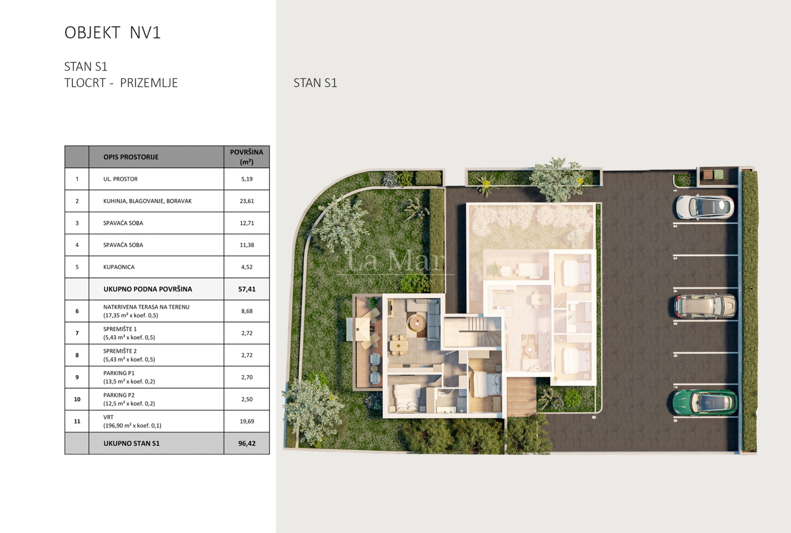Luksuzni stanovi u centru Novalje - NOVOGRADNJA - Novi projekt - S1 -prizemlje (96,42 m2)