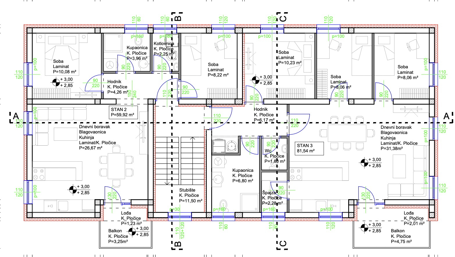 Jablanovec - Novogradnja- I. kat - S3 - 82,86 m2 sa spremištem + GPM