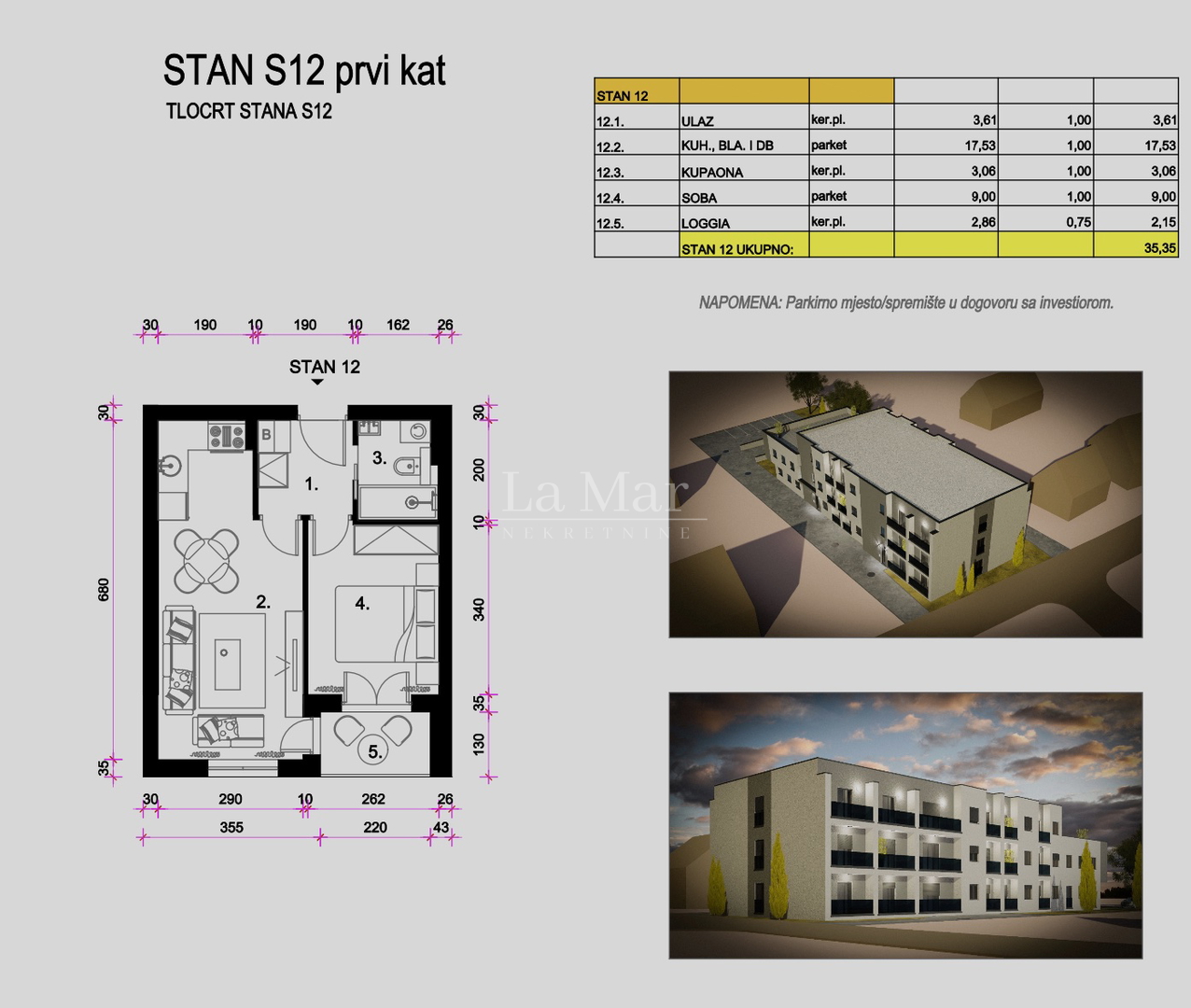 Resnik - Novogradnja- S12 stan na I.katu - 35,35 m2