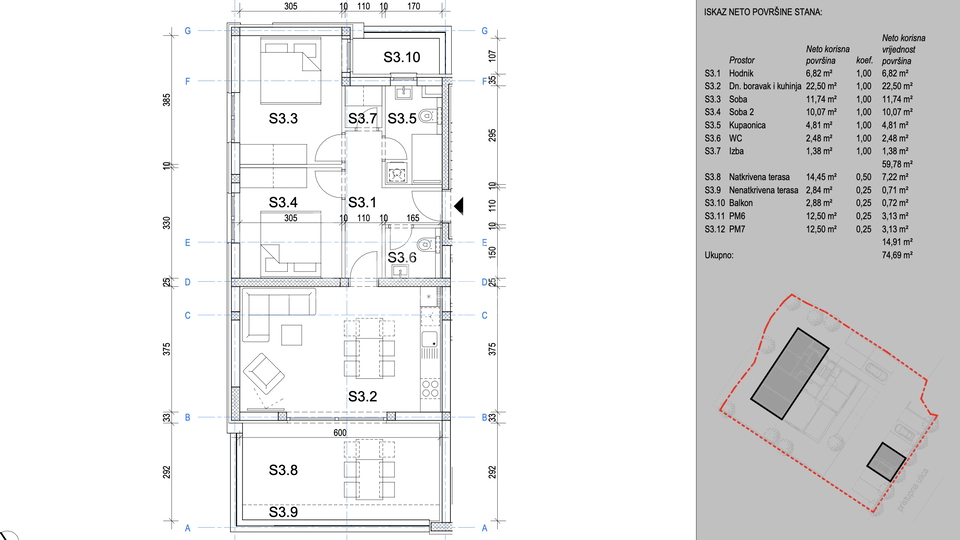 Apartment, 74 m2, For Sale, Novalja