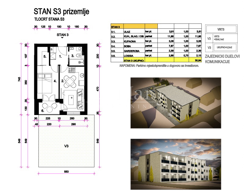 Resnik - Novogradnja- S3 stan u prizemlju sa vrtom - 34,14 m2
