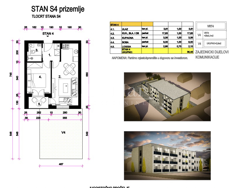 Resnik - Novogradnja- S4 stan u prizemlju sa vrtom - 38,05 m2