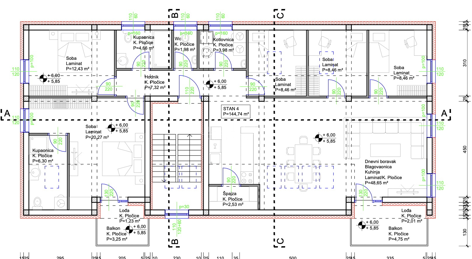 Jablanovec - Novogradnja- II. kat - S4 - 145,77m2 sa spremištem + 2 GPM