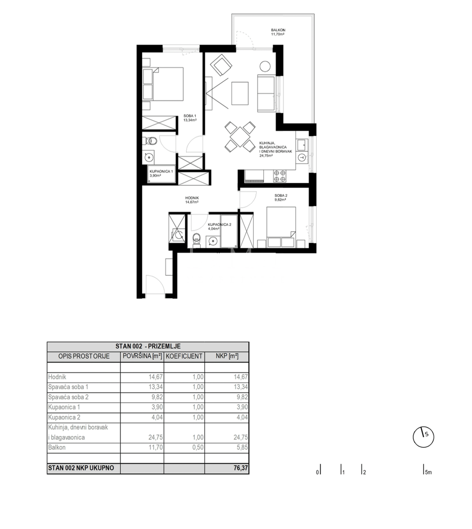 ODRA-stanovi u novogradnji- S2- 76,37 m2 (3S) i VPM - 239.110 €