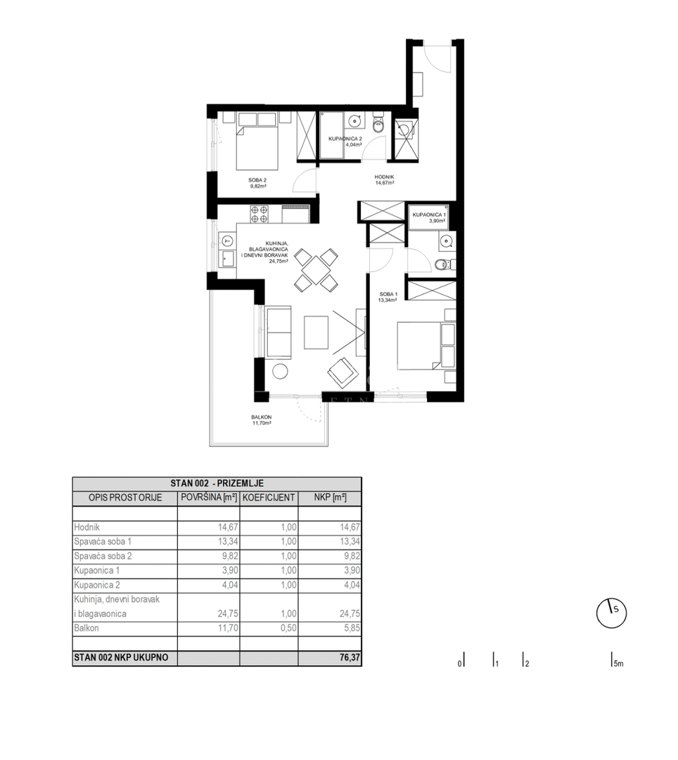 ODRA-stanovi u novogradnji-2- S2- 76,37 m2 (3S) i VPM - 239.110 €