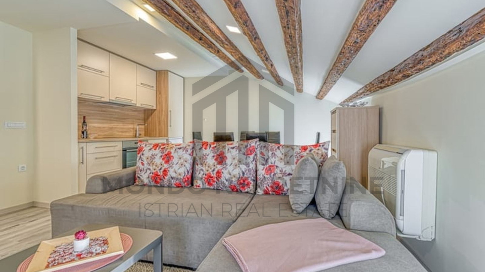 Pore&ccaron;&comma;  stan prvi red do mora&comma; pogled na more&comma; 48 m2&comma; terasa&comma; namje&scaron;ten