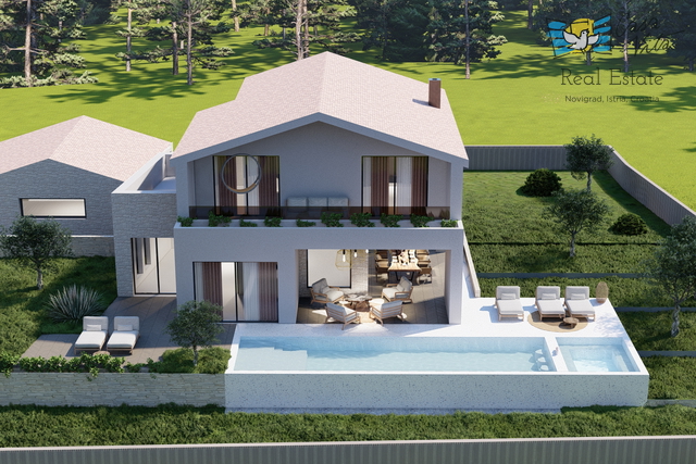 ISTRA, TINJAN - Baugrundstück mit Projekt für eine Villa mit Garage!
