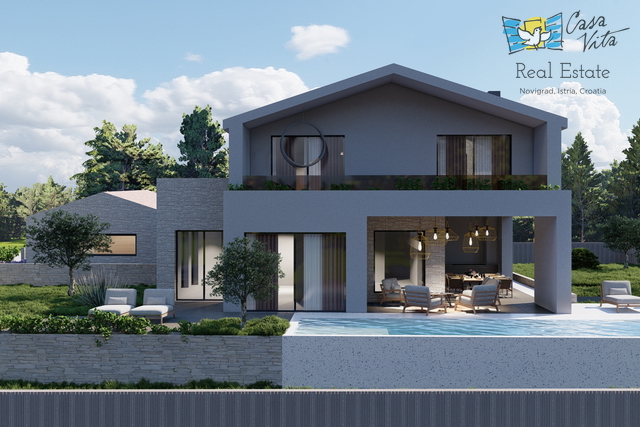 ISTRA, TINJAN - Baugrundstück mit Projekt für eine Villa mit Garage!