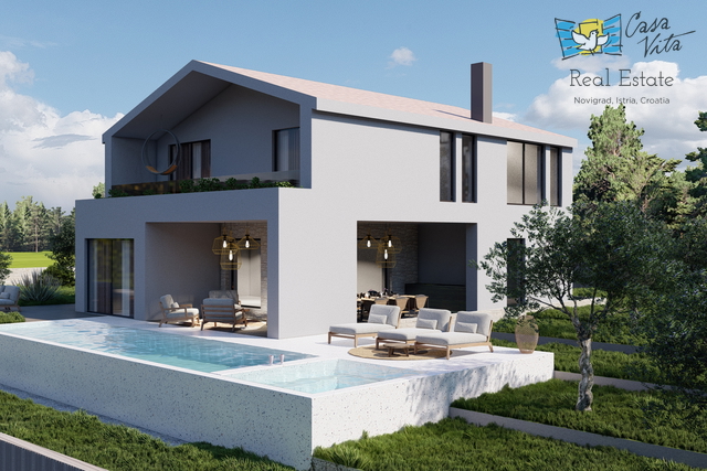 ISTRA, TINJAN - Baugrundstück mit Projekt für eine Villa mit Garage!