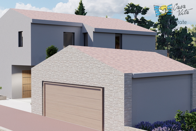 ISTRA, TINJAN - Baugrundstück mit Projekt für eine Villa mit Garage!