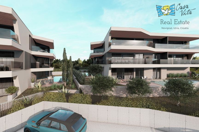 Istria, Ližnjan, appartamento con piscina, 127m2, 3 camere da letto, vista mare, NUOVO!!